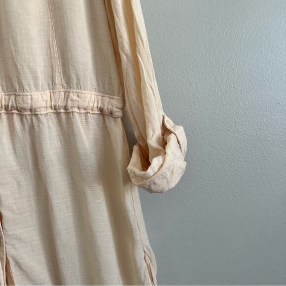 Anthropologie HD in Paris Cream Button Front Cinch Waist Rolled Sleeve Top XS - Picture 4 of 8